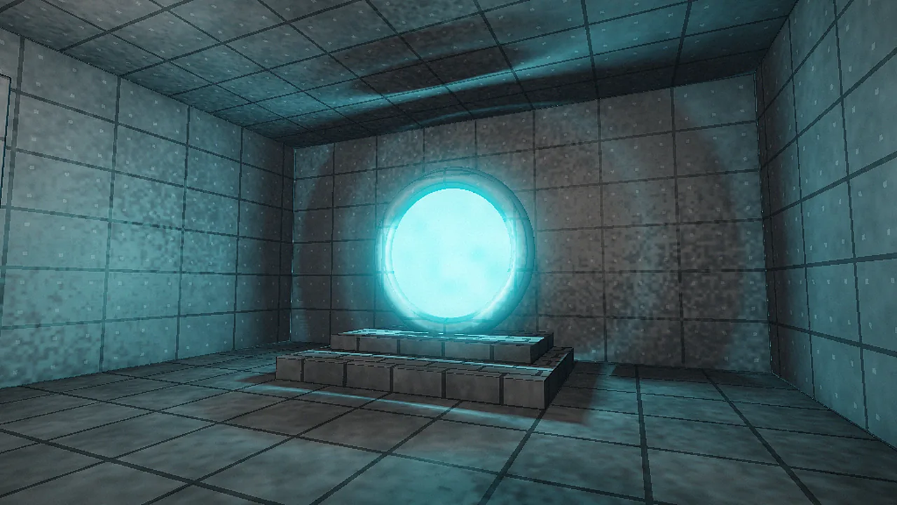 Torch-lit slipgate chamber rendered in vkQuake on Windows
