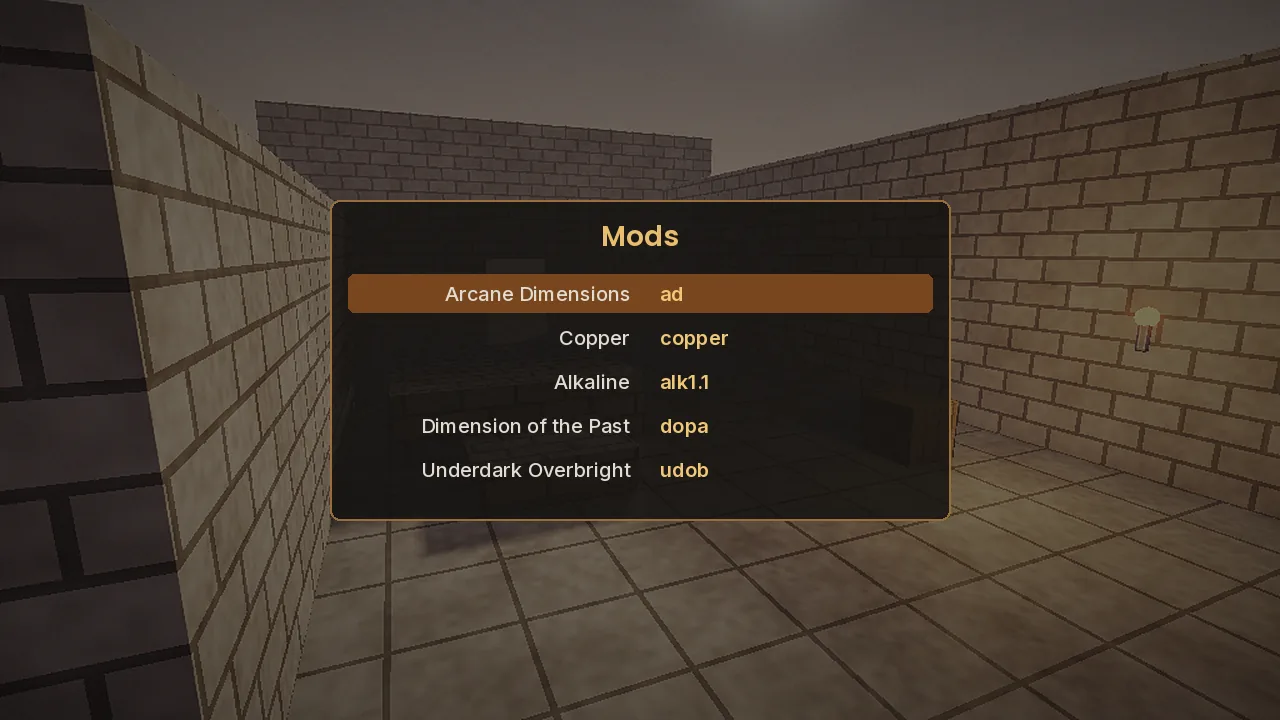 vkQuake Mods menu listing Arcane Dimensions, Copper, Alkaline and other installed mods
